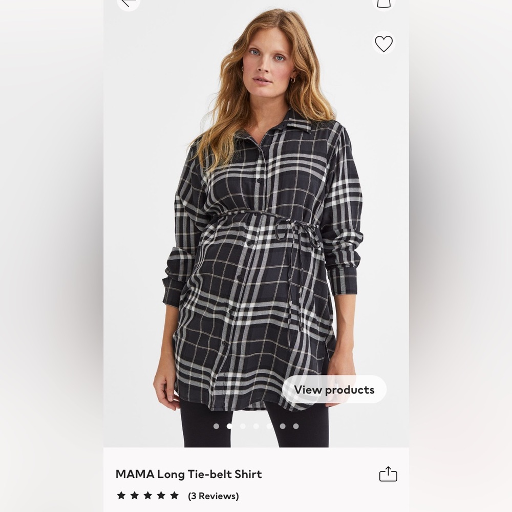 H&M Maternity Long-Tie Plaid Shirt NWT